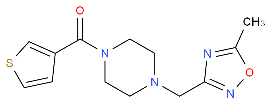 1-[(5-methyl-1,2,4-oxadiazol-3-yl)methyl]-4-(3-thienylcarbonyl)piperazine_分子结构_CAS_)