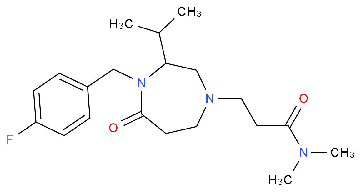3-[4-(4-fluorobenzyl)-3-isopropyl-5-oxo-1,4-diazepan-1-yl]-N,N-dimethylpropanamide_分子结构_CAS_)