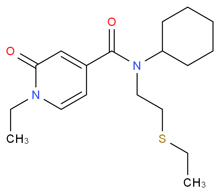 N-cyclohexyl-1-ethyl-N-[2-(ethylthio)ethyl]-2-oxo-1,2-dihydropyridine-4-carboxamide_分子结构_CAS_)