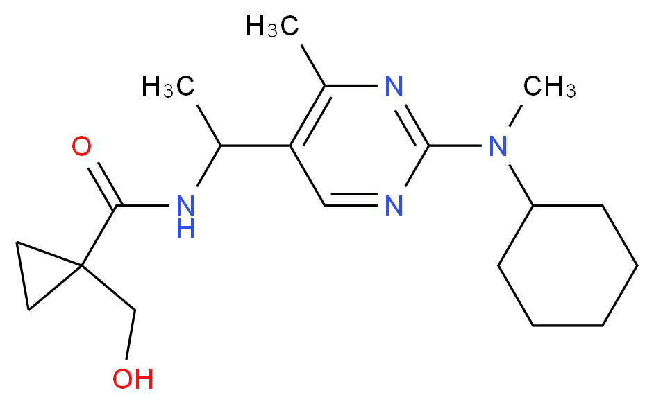 N-(1-{2-[cyclohexyl(methyl)amino]-4-methylpyrimidin-5-yl}ethyl)-1-(hydroxymethyl)cyclopropanecarboxamide_分子结构_CAS_)