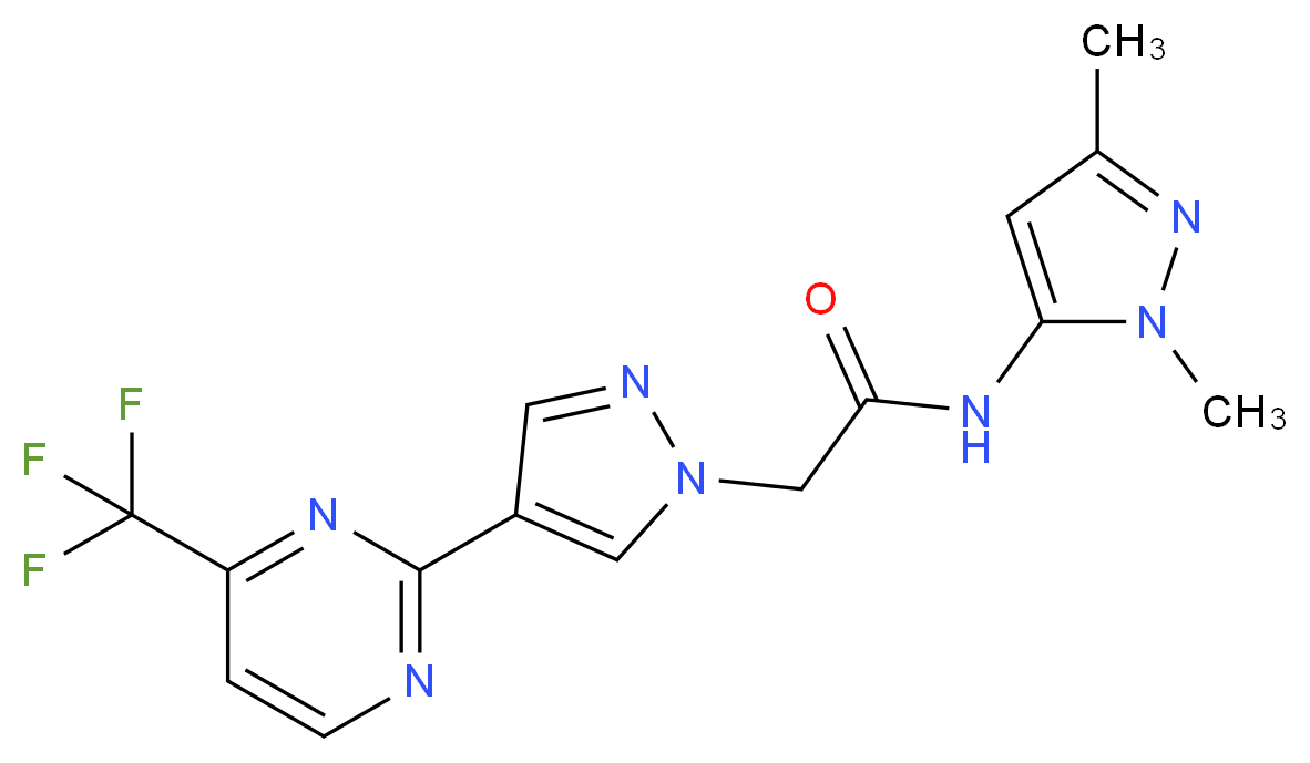 N-(1,3-dimethyl-1H-pyrazol-5-yl)-2-{4-[4-(trifluoromethyl)pyrimidin-2-yl]-1H-pyrazol-1-yl}acetamide_分子结构_CAS_)