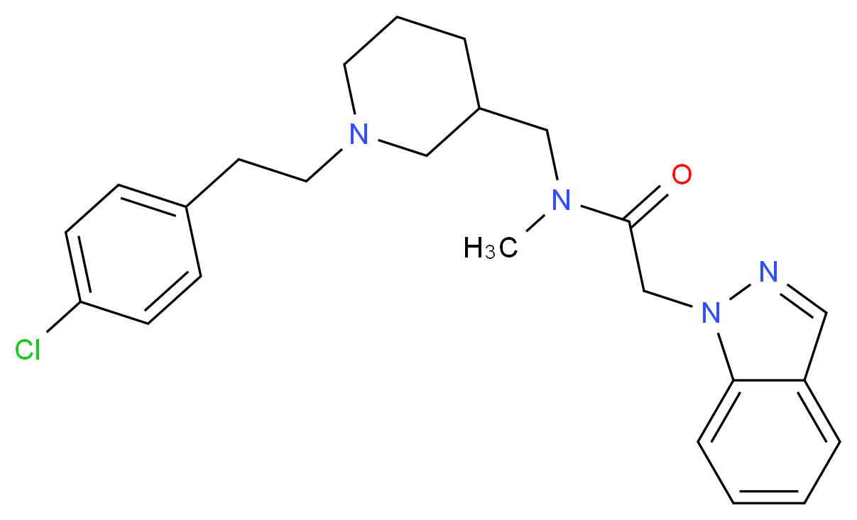 N-({1-[2-(4-chlorophenyl)ethyl]-3-piperidinyl}methyl)-2-(1H-indazol-1-yl)-N-methylacetamide_分子结构_CAS_)