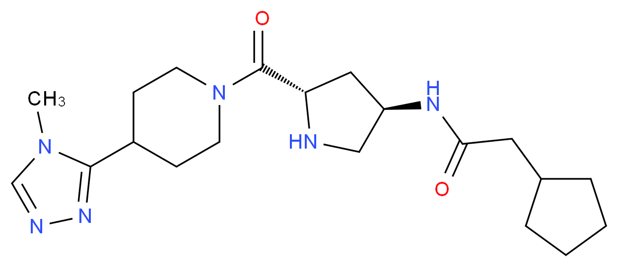 2-cyclopentyl-N-((3R,5S)-5-{[4-(4-methyl-4H-1,2,4-triazol-3-yl)piperidin-1-yl]carbonyl}pyrrolidin-3-yl)acetamide_分子结构_CAS_)