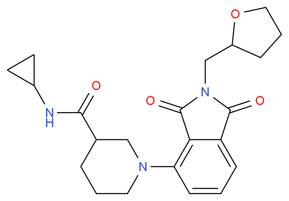 N-cyclopropyl-1-[1,3-dioxo-2-(tetrahydro-2-furanylmethyl)-2,3-dihydro-1H-isoindol-4-yl]-3-piperidinecarboxamide_分子结构_CAS_)