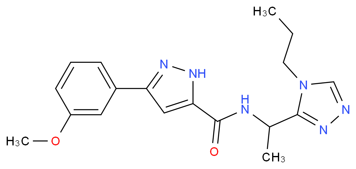 3-(3-methoxyphenyl)-N-[1-(4-propyl-4H-1,2,4-triazol-3-yl)ethyl]-1H-pyrazole-5-carboxamide_分子结构_CAS_)