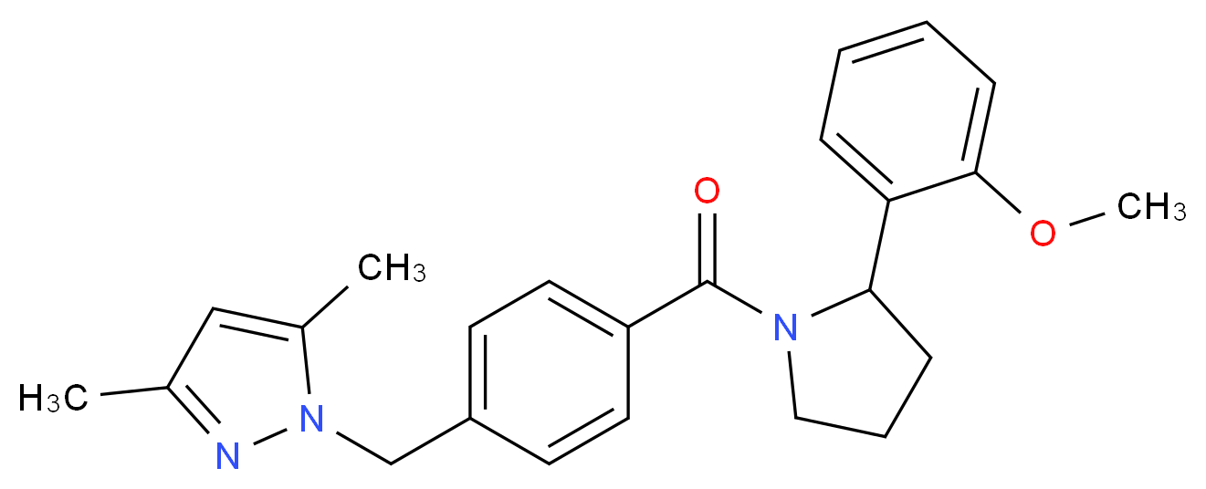 1-(4-{[2-(2-methoxyphenyl)-1-pyrrolidinyl]carbonyl}benzyl)-3,5-dimethyl-1H-pyrazole_分子结构_CAS_)