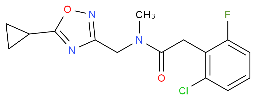 2-(2-chloro-6-fluorophenyl)-N-[(5-cyclopropyl-1,2,4-oxadiazol-3-yl)methyl]-N-methylacetamide_分子结构_CAS_)