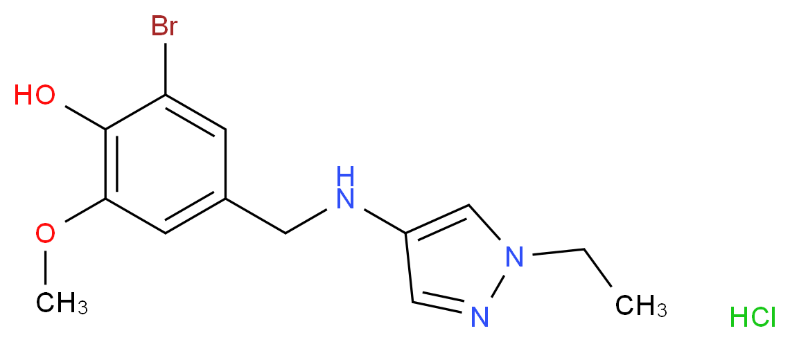 2-bromo-4-{[(1-ethyl-1H-pyrazol-4-yl)amino]methyl}-6-methoxyphenol hydrochloride_分子结构_CAS_)