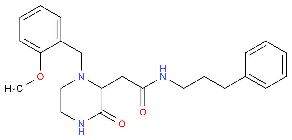 2-[1-(2-methoxybenzyl)-3-oxo-2-piperazinyl]-N-(3-phenylpropyl)acetamide_分子结构_CAS_)
