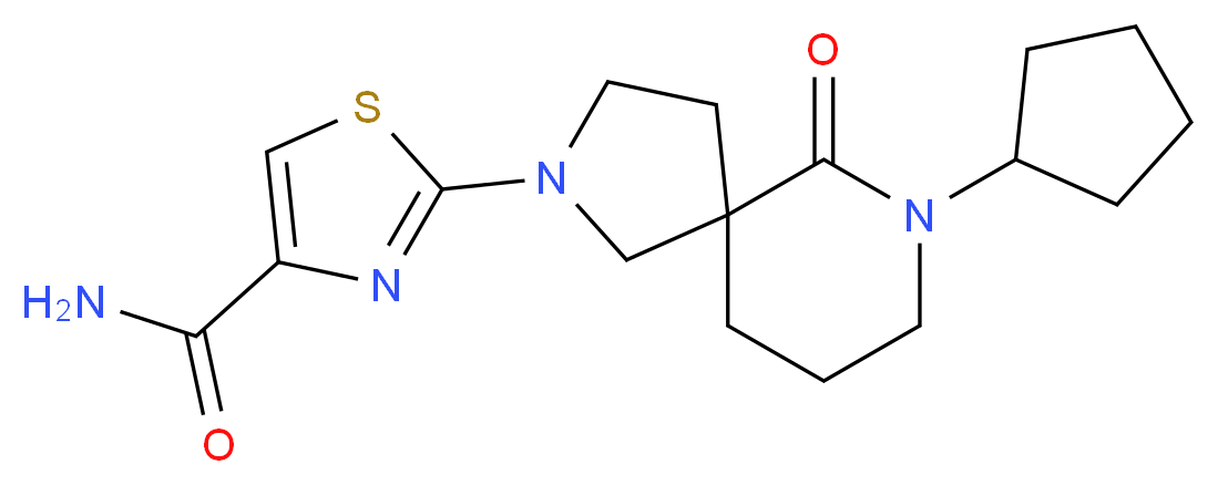 2-(7-cyclopentyl-6-oxo-2,7-diazaspiro[4.5]dec-2-yl)-1,3-thiazole-4-carboxamide_分子结构_CAS_)