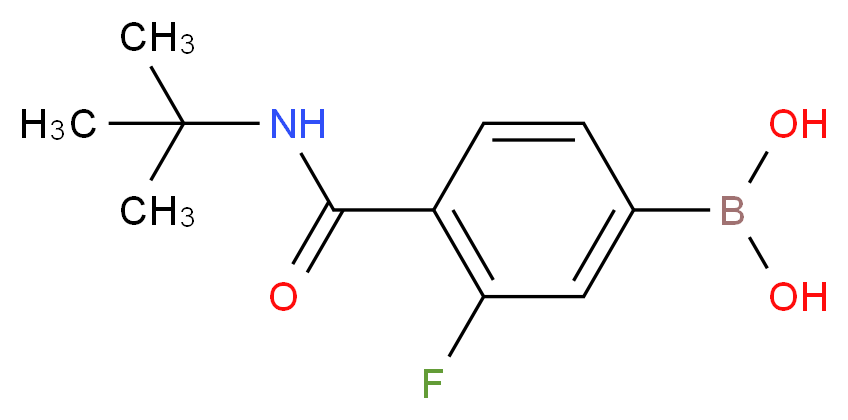 4-叔丁基氨甲酰基-3-氟苯硼酸_分子结构_CAS_874289-18-6)