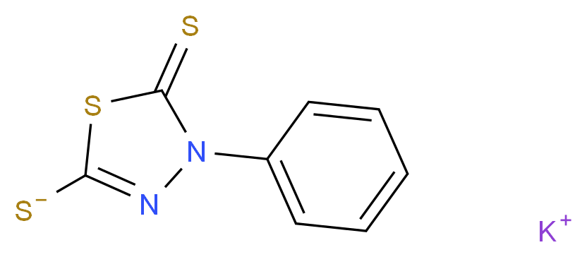 potassium (4-phenyl-5-sulfanylidene-4,5-dihydro-1,3,4-thiadiazol-2-yl)sulfanide_分子结构_CAS_6336-51-2