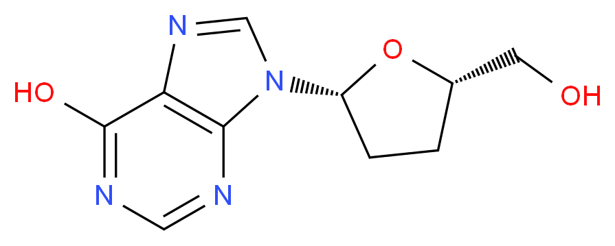 9-((2R,5S)-5-(hydroxymethyl)tetrahydrofuran-2-yl)-9H-purin-6-ol_分子结构_CAS_)
