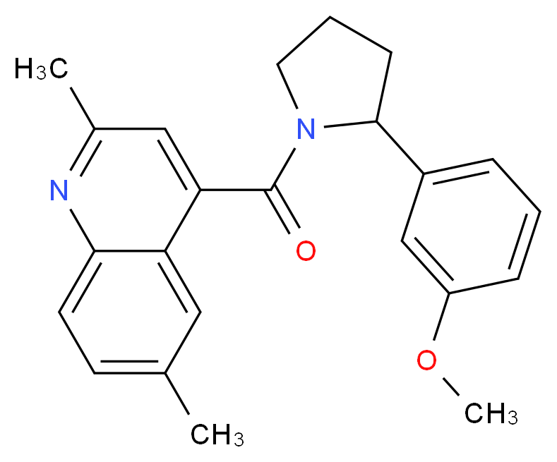 4-{[2-(3-methoxyphenyl)-1-pyrrolidinyl]carbonyl}-2,6-dimethylquinoline_分子结构_CAS_)