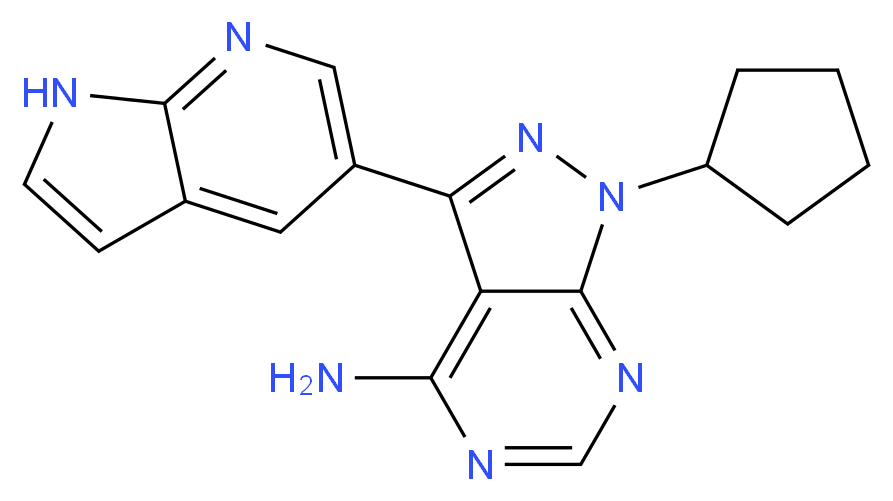 1-cyclopentyl-3-{1H-pyrrolo[2,3-b]pyridin-5-yl}-1H-pyrazolo[3,4-d]pyrimidin-4-amine_分子结构_CAS_1092788-83-4