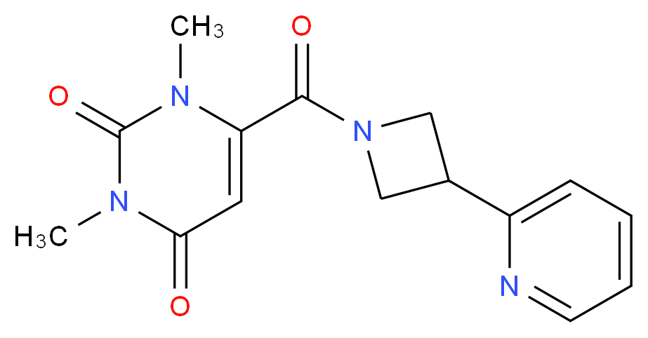 1,3-dimethyl-6-[(3-pyridin-2-ylazetidin-1-yl)carbonyl]pyrimidine-2,4(1H,3H)-dione_分子结构_CAS_)