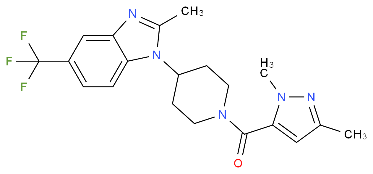 1-{1-[(1,3-dimethyl-1H-pyrazol-5-yl)carbonyl]-4-piperidinyl}-2-methyl-5-(trifluoromethyl)-1H-benzimidazole_分子结构_CAS_)