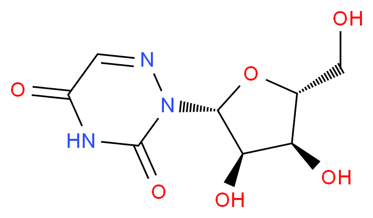 2-[(2R,3R,4S,5R)-3,4-dihydroxy-5-(hydroxymethyl)oxolan-2-yl]-2,3,4,5-tetrahydro-1,2,4-triazine-3,5-dione_分子结构_CAS_54-25-1