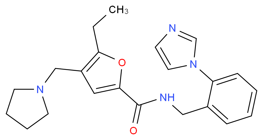 5-ethyl-N-[2-(1H-imidazol-1-yl)benzyl]-4-(pyrrolidin-1-ylmethyl)-2-furamide_分子结构_CAS_)