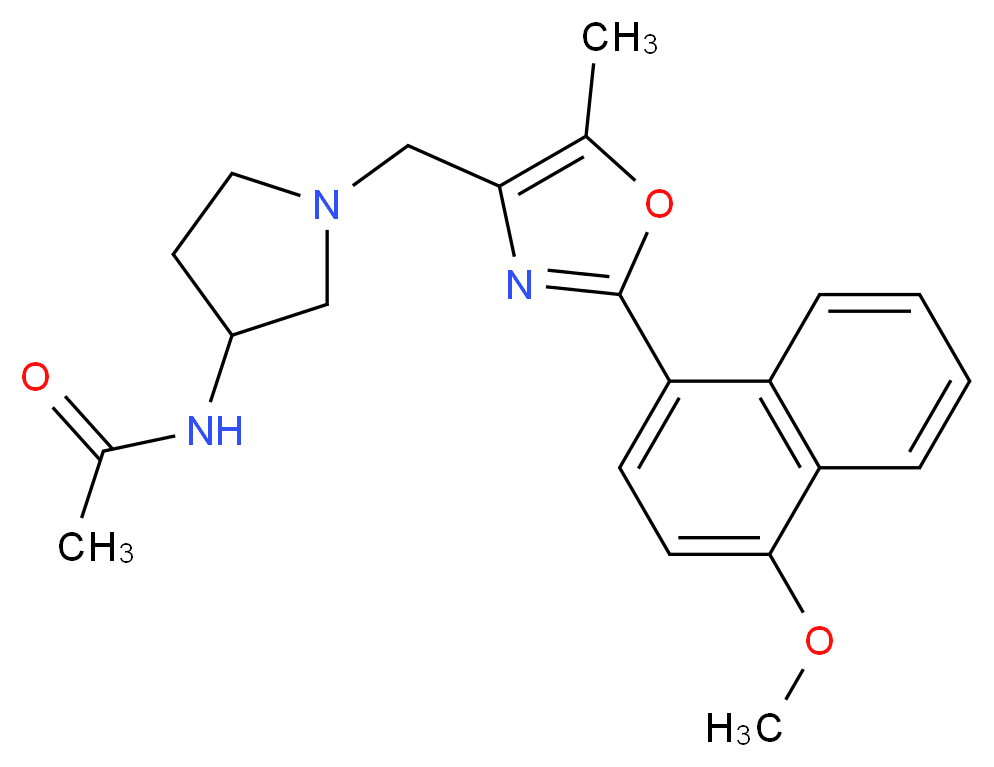 N-(1-{[2-(4-methoxy-1-naphthyl)-5-methyl-1,3-oxazol-4-yl]methyl}pyrrolidin-3-yl)acetamide_分子结构_CAS_)
