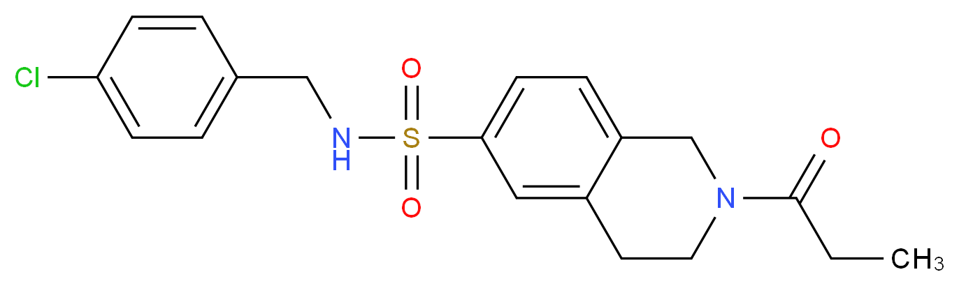 N-(4-chlorobenzyl)-2-propionyl-1,2,3,4-tetrahydroisoquinoline-6-sulfonamide_分子结构_CAS_)