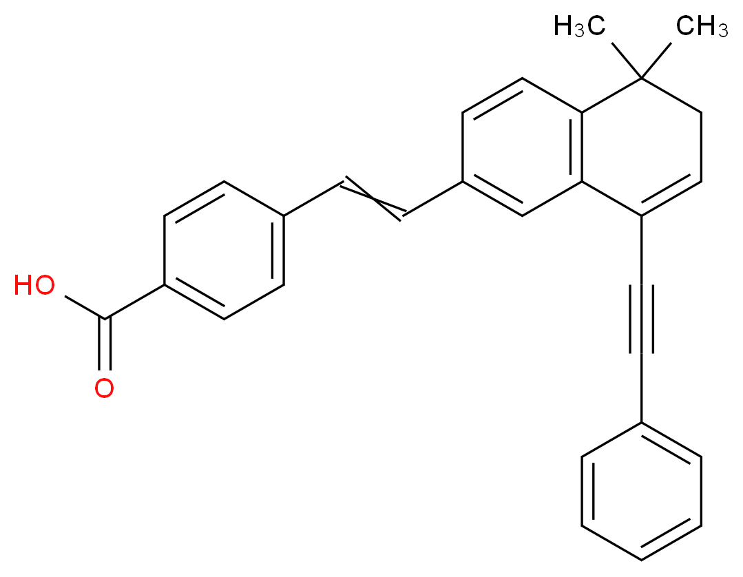 4-{2-[5,5-dimethyl-8-(2-phenylethynyl)-5,6-dihydronaphthalen-2-yl]ethenyl}benzoic acid_分子结构_CAS_215030-90-3