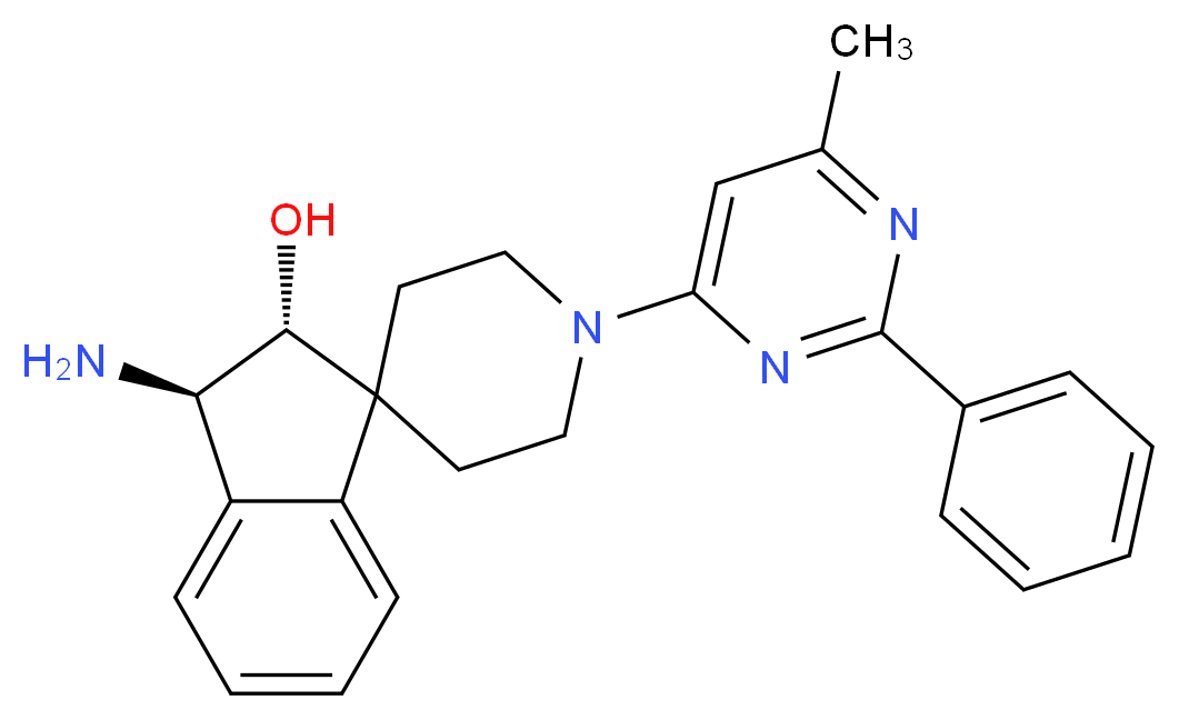 (2R*,3R*)-3-amino-1'-(6-methyl-2-phenyl-4-pyrimidinyl)-2,3-dihydrospiro[indene-1,4'-piperidin]-2-ol_分子结构_CAS_)