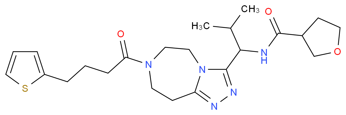 N-(2-methyl-1-{7-[4-(2-thienyl)butanoyl]-6,7,8,9-tetrahydro-5H-[1,2,4]triazolo[4,3-d][1,4]diazepin-3-yl}propyl)tetrahydro-3-furancarboxamide_分子结构_CAS_)