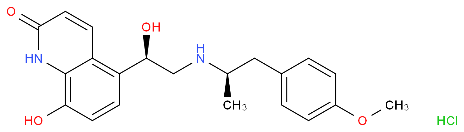 8-hydroxy-5-[(1R)-1-hydroxy-2-{[(2R)-1-(4-methoxyphenyl)propan-2-yl]amino}ethyl]-1,2-dihydroquinolin-2-one hydrochloride_分子结构_CAS_137888-11-0