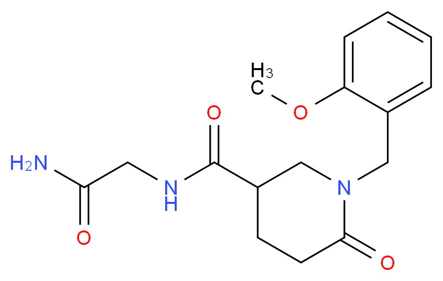 N-(2-amino-2-oxoethyl)-1-(2-methoxybenzyl)-6-oxo-3-piperidinecarboxamide (non-preferred name)_分子结构_CAS_)