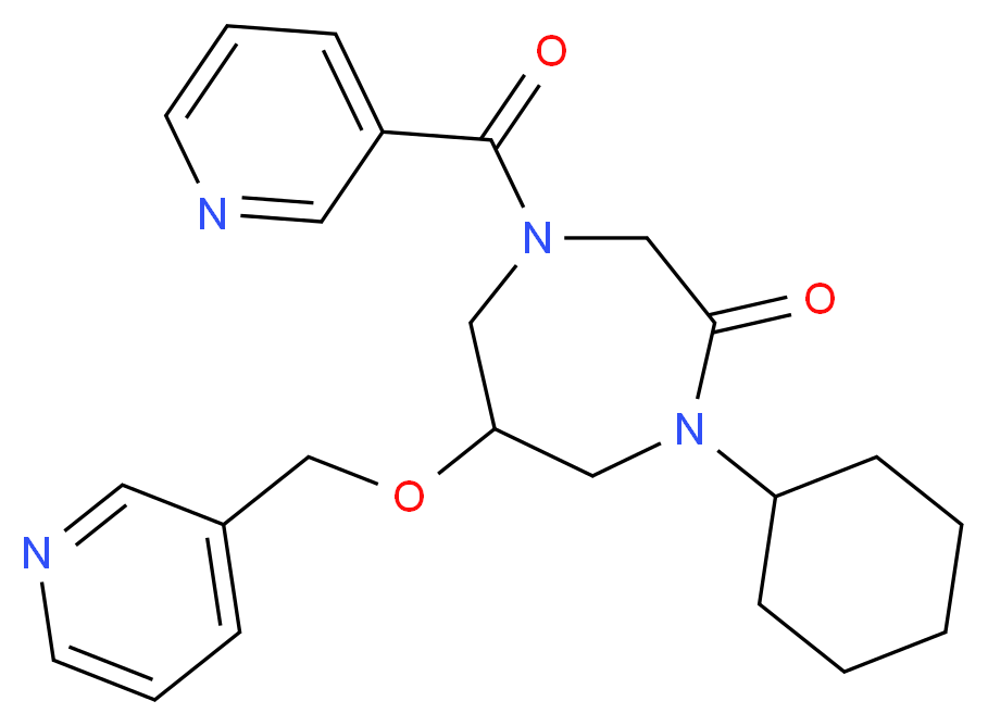 1-cyclohexyl-4-(3-pyridinylcarbonyl)-6-(3-pyridinylmethoxy)-1,4-diazepan-2-one_分子结构_CAS_)