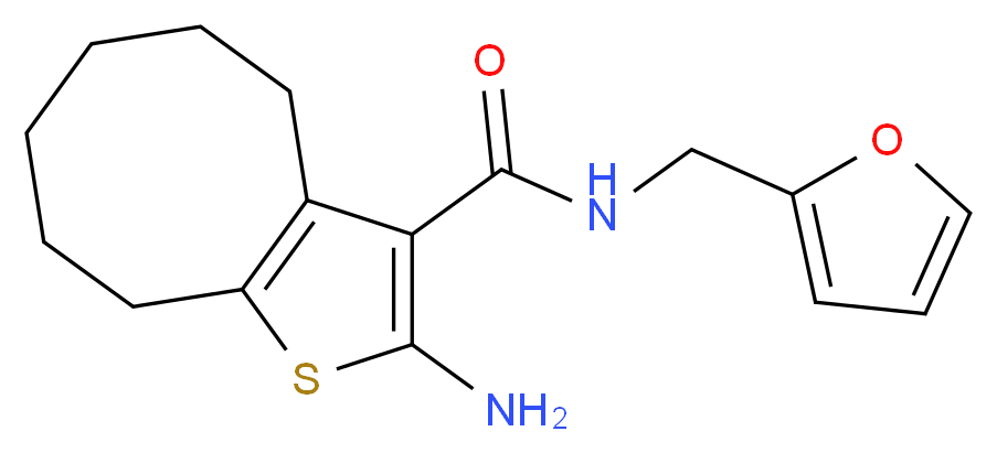 2-Amino-N-(2-furylmethyl)-4,5,6,7,8,9-hexahydrocycloocta[b]thiophene-3-carboxamide_分子结构_CAS_)