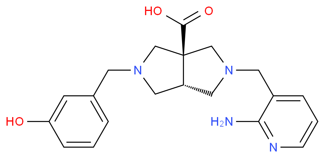 (3aS*,6aS*)-2-[(2-aminopyridin-3-yl)methyl]-5-(3-hydroxybenzyl)hexahydropyrrolo[3,4-c]pyrrole-3a(1H)-carboxylic acid_分子结构_CAS_)