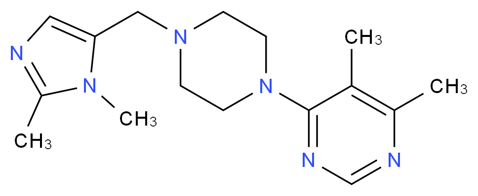 4-{4-[(1,2-dimethyl-1H-imidazol-5-yl)methyl]piperazin-1-yl}-5,6-dimethylpyrimidine_分子结构_CAS_)