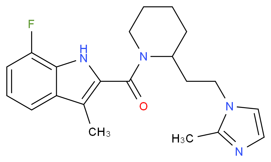 7-fluoro-3-methyl-2-({2-[2-(2-methyl-1H-imidazol-1-yl)ethyl]-1-piperidinyl}carbonyl)-1H-indole_分子结构_CAS_)