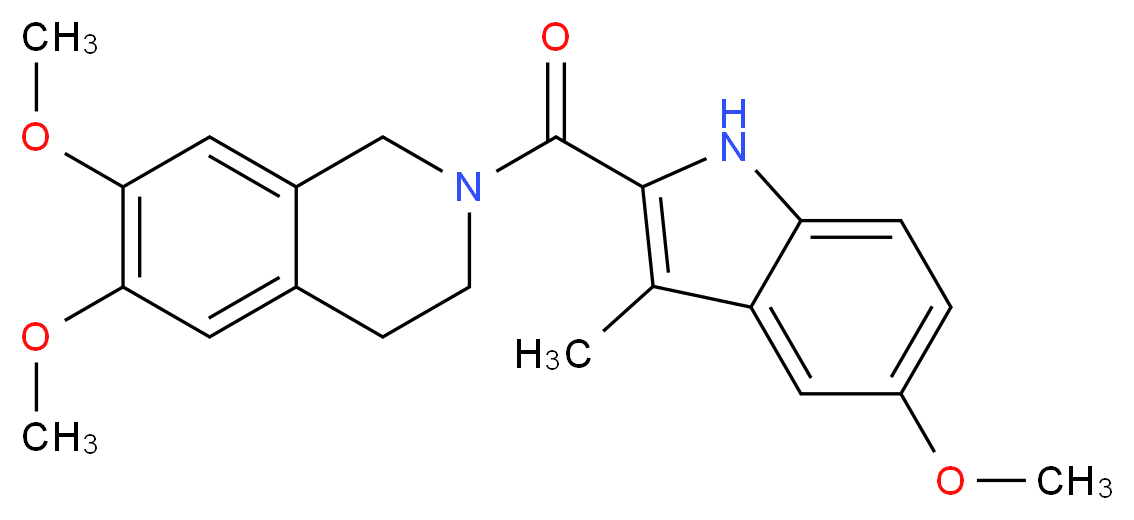 6,7-dimethoxy-2-[(5-methoxy-3-methyl-1H-indol-2-yl)carbonyl]-1,2,3,4-tetrahydroisoquinoline_分子结构_CAS_)