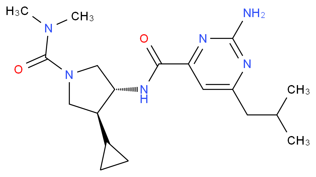 2-amino-N-{(3R*,4S*)-4-cyclopropyl-1-[(dimethylamino)carbonyl]pyrrolidin-3-yl}-6-isobutylpyrimidine-4-carboxamide_分子结构_CAS_)
