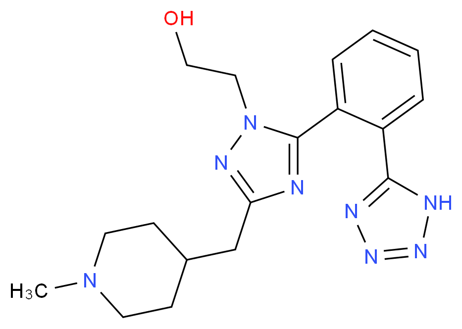 2-{3-[(1-methylpiperidin-4-yl)methyl]-5-[2-(1H-tetrazol-5-yl)phenyl]-1H-1,2,4-triazol-1-yl}ethanol_分子结构_CAS_)