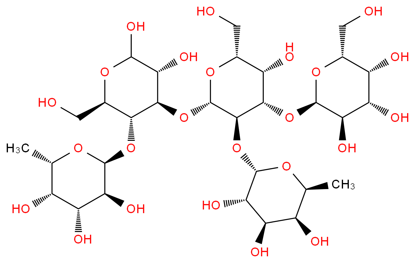 (2S,3S,4R,5S,6S)-2-{[(2R,3R,4R,5R)-5,6-dihydroxy-4-{[(2S,3R,4S,5S,6R)-5-hydroxy-6-(hydroxymethyl)-4-{[(2R,3R,4S,5R,6R)-3,4,5-trihydroxy-6-(hydroxymethyl)oxan-2-yl]oxy}-3-{[(2S,3S,4R,5S,6S)-3,4,5-trihydroxy-6-methyloxan-2-yl]oxy}oxan-2-yl]oxy}-2-(hydroxymethyl)oxan-3-yl]oxy}-6-methyloxane-3,4,5-triol_分子结构_CAS_128464-26-6