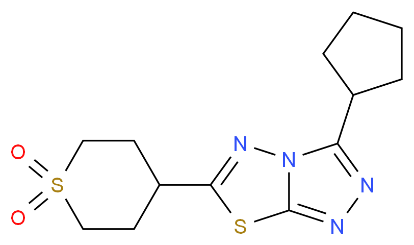 3-cyclopentyl-6-(1,1-dioxidotetrahydro-2H-thiopyran-4-yl)[1,2,4]triazolo[3,4-b][1,3,4]thiadiazole_分子结构_CAS_)