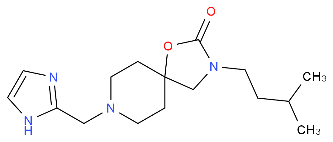8-(1H-imidazol-2-ylmethyl)-3-(3-methylbutyl)-1-oxa-3,8-diazaspiro[4.5]decan-2-one_分子结构_CAS_)