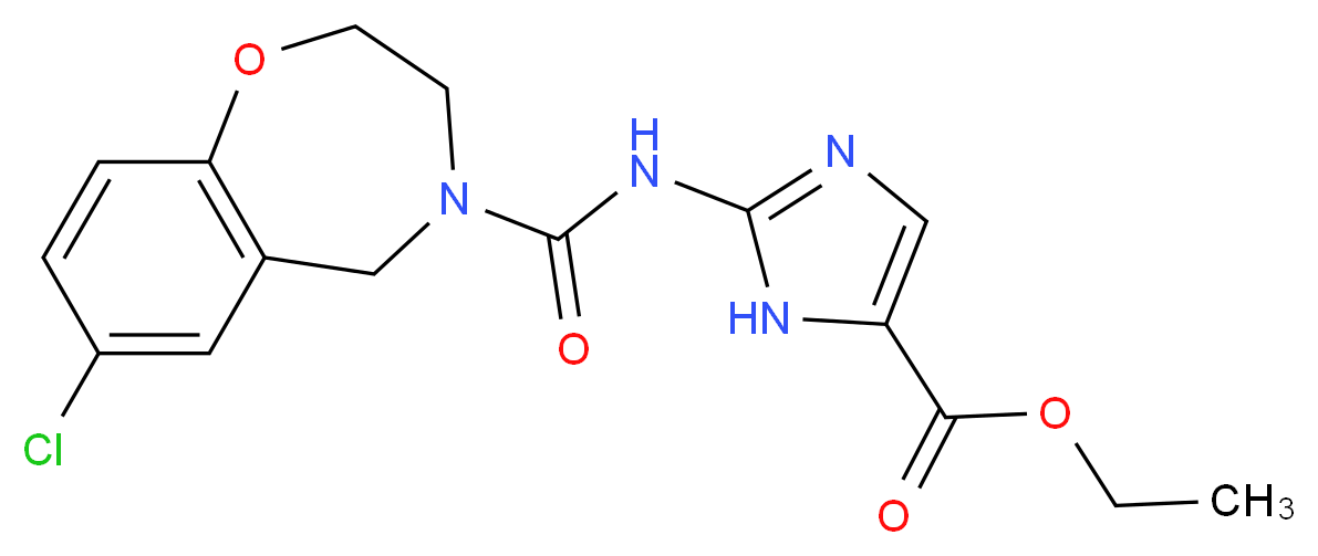 ethyl 2-{[(7-chloro-2,3-dihydro-1,4-benzoxazepin-4(5H)-yl)carbonyl]amino}-1H-imidazole-5-carboxylate_分子结构_CAS_)