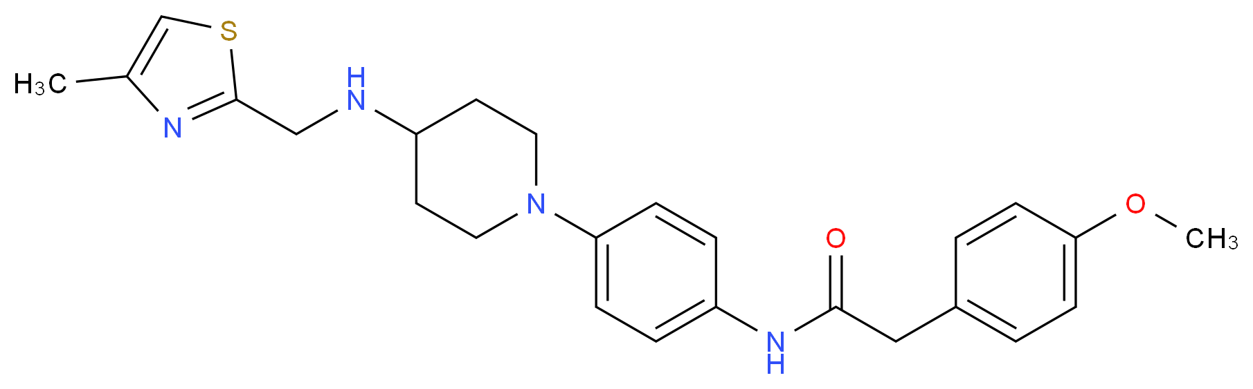 2-(4-methoxyphenyl)-N-[4-(4-{[(4-methyl-1,3-thiazol-2-yl)methyl]amino}-1-piperidinyl)phenyl]acetamide_分子结构_CAS_)