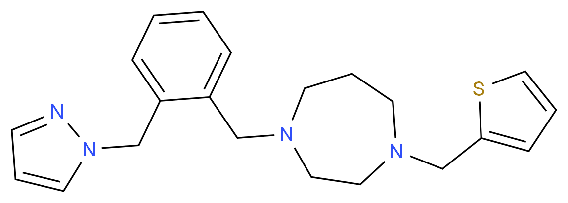 1-[2-(1H-pyrazol-1-ylmethyl)benzyl]-4-(2-thienylmethyl)-1,4-diazepane_分子结构_CAS_)