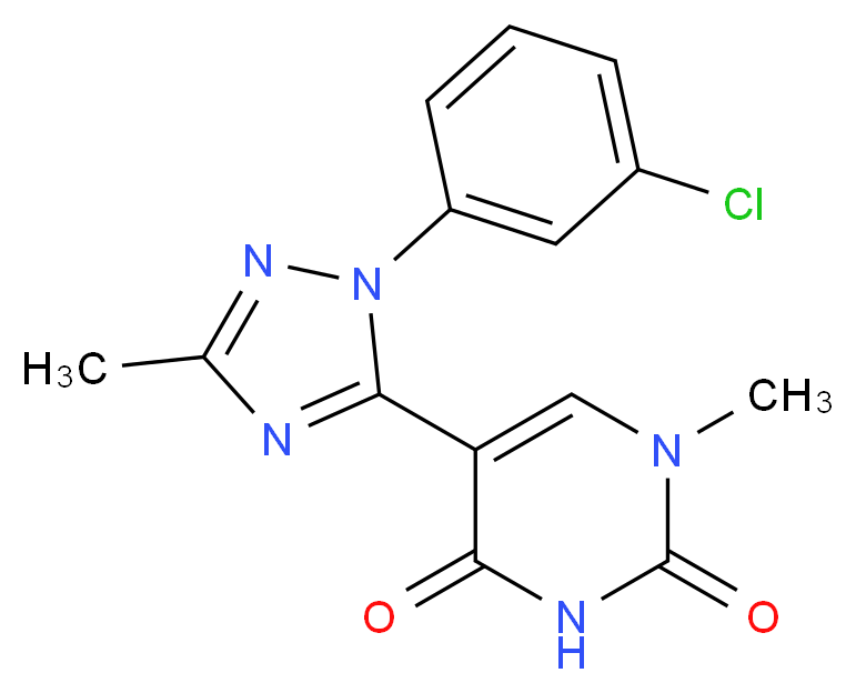 5-[1-(3-chlorophenyl)-3-methyl-1H-1,2,4-triazol-5-yl]-1-methylpyrimidine-2,4(1H,3H)-dione_分子结构_CAS_)