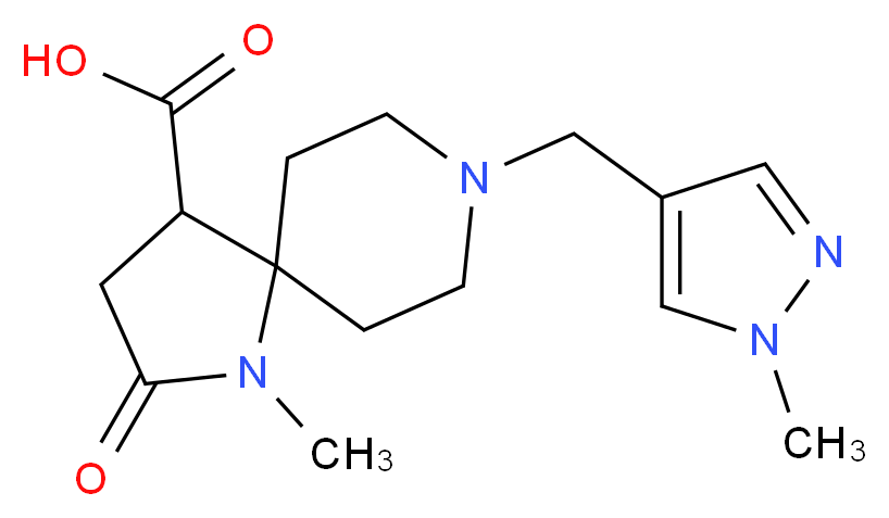 1-methyl-8-[(1-methyl-1H-pyrazol-4-yl)methyl]-2-oxo-1,8-diazaspiro[4.5]decane-4-carboxylic acid_分子结构_CAS_)