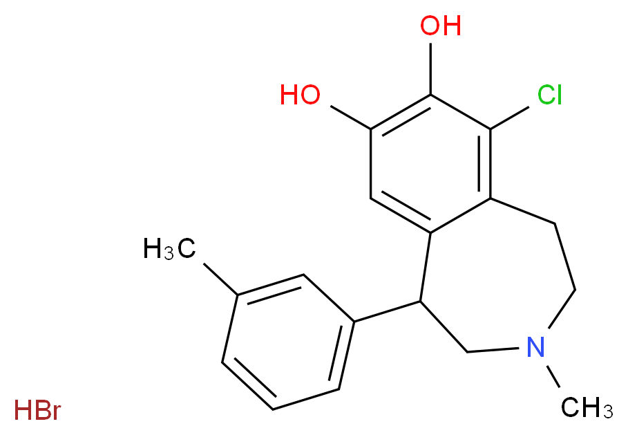 6-chloro-3-methyl-1-(3-methylphenyl)-2,3,4,5-tetrahydro-1H-3-benzazepine-7,8-diol hydrobromide_分子结构_CAS_80751-85-5