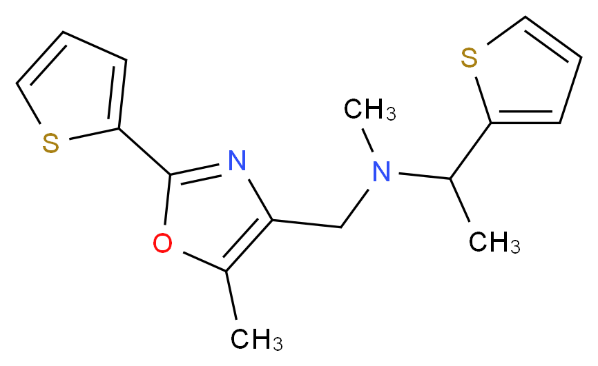 N-methyl-N-{[5-methyl-2-(2-thienyl)-1,3-oxazol-4-yl]methyl}-1-(2-thienyl)ethanamine_分子结构_CAS_)