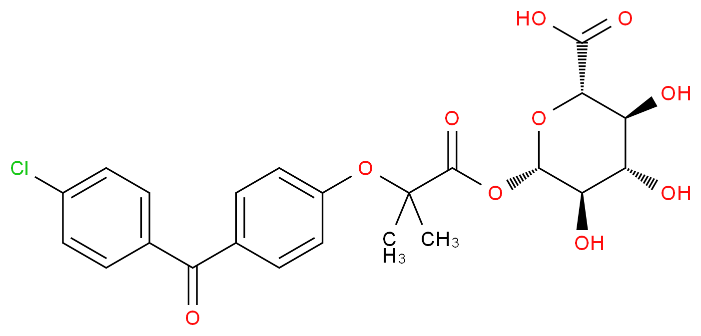 (2S,3S,4S,5R,6S)-6-({2-[4-(4-chlorobenzoyl)phenoxy]-2-methylpropanoyl}oxy)-3,4,5-trihydroxyoxane-2-carboxylic acid_分子结构_CAS_60318-63-0