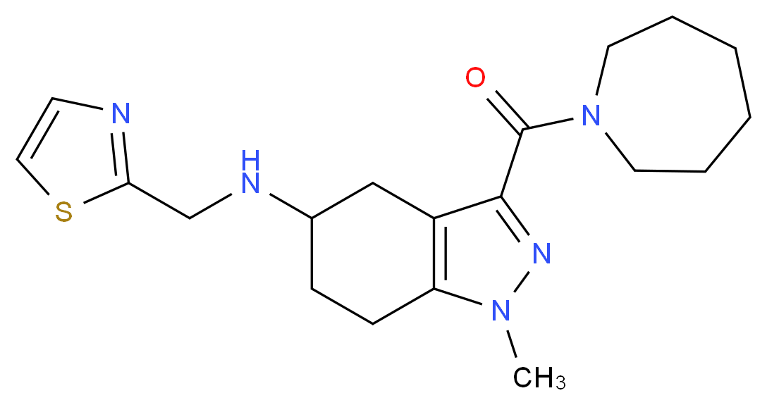3-(1-azepanylcarbonyl)-1-methyl-N-(1,3-thiazol-2-ylmethyl)-4,5,6,7-tetrahydro-1H-indazol-5-amine_分子结构_CAS_)
